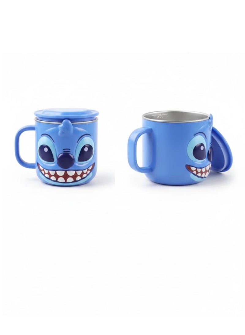 Disney Kids Stainless Steel Drinking Mug with Lid – Cartoon Design | Double Wall Insulated Cup for Hot & Cold Drinks | Leak-Resistant, Safe & Durable Children Mug (Stitch) - Image 2